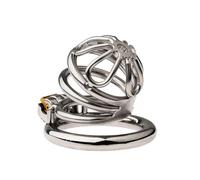 Jaula De Castidad Masculina De Acero Inoxidable,Tamaño S/M/L,Anillo De Metal Para Pene Con Cerradura,Juguetes Sexuales Bdsm Para Hombres,Color Blanco,Anillo De Arco De 45 Mm.
