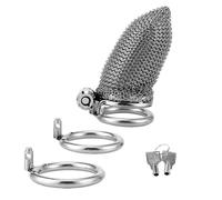 Jaula De Castidad Masculina De Malla De Acero Inoxidable,Suave Y Ligera,Con Armadura Suave,Con Cierre Uretral Para Pene,Fetiche,Juguetes Sexuales Para Adultos,Color Blanco,40 Mm De Largo.