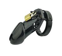 Jaula de castidad para hombres, jaula de castidad para pene para estimular parejas, juego sexual, dispositivo de cinturón de castidad con 5 anillos(Schwarz)