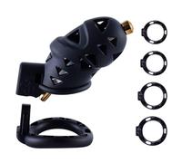 Jaula De Castidad Para Pene Masculino,Color Rosa,Con Cinturón De Castidad Para Pájaros Pequeños,Con 5 Anillos Para El Pene Y Tubo De Metal,Juguete Sexual Para Esclavos,Color Negro,Talla L.