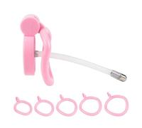 Jaula De Castidad Para Pene Masculino,Color Rosa,Con Forma De Pájaro Pequeño,5 Anillos Para Pene Con Tapón De Sonido,Juguete Sexual Para Esclavos De Pene,Bdsm,Fetiches Y Entrenamiento De Res