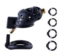 Jaula De Castidad Rosa Para Pene Masculino,Cinturón De Castidad Con Forma De Pájaro Pequeño,Con 5 Anillos Para El Pene Y Tubo De Metal,Juguete Sexual Para Esclavo,Talla S-Corta,Color Negro
