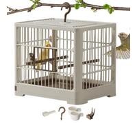 Jaula de cinta de viaje - Contenedor portátil para pájaros, soporte de viaje, asa de gancho | Pinzón de bandeja extraíble Shortets Lovebirds Viaje portátil de jaula para pájaros - Contenedor ligero