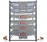 Jaula de codorniz grande de 6 capas con canal de agua y alimentación, 60-70 codornices por capa, caja de alimentación automática, marco de metal (color: blanco)