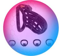 Jaula De Colmena Masculina con Anillos De 4 TamañOs, Jaula De Resina Negra para La PráCtica Personal Masculina - K + 4 (L)