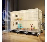 Jaula de conejo con ruedas, conejera de interior de resina de polipropileno con bandeja y almohadilla para los pies, diseño de ventilación para gatitos y conejos, fácil de mover y limpiar, espaciosa