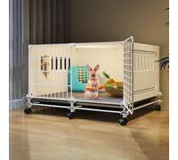 Jaula de conejo con ruedas, conejera de interior de resina de polipropileno con bandeja y almohadilla para los pies, diseño de ventilación para gatitos y conejos, fácil de mover y limpiar, espaciosa