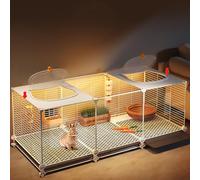 Jaula de conejo de visualización, jaula de conejo interior, villa de conejo transparente, panel frontal de resina HD, tragaluz transparente que se puede abrir (109 x 35 x 42 cm)