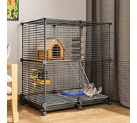 Jaula de conejo para animales pequeños, hurón, chinchilla, rata y cobaya, casa para mascotas con malla de alambre extraíble, diseño rodante