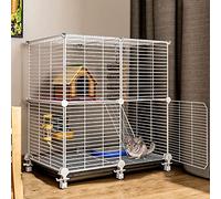 Jaula de conejo para animales pequeños, hurón, chinchilla, rata y cobaya, casa para mascotas con malla de alambre extraíble, diseño rodante