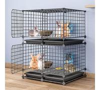 Jaula de conejo - Recinto de metal para interiores con puerta, adecuado para mascotas pequeñas como conejos y erizos, corralito para gatos