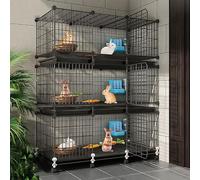Jaula de Cría de Conejos Grande para Interiores, Conejera, Red de Hierro Cifrada, Desmontable, para Gatos, Conejitos, Chinchillas y Hurones (Size : 107 x 37 x 135 cm)