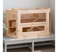 Jaula de hámster de madera con acrílico, 80 x 40 x 43 cm, madera maciza de | Madera maciza de abeto, techo de malla, pared de acrílico, bandeja extensible, puerta delantera, para hámster, jerbo, ratón