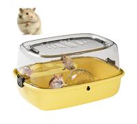 Jaula de hámster para hámster sirio, jaula para hámster sirio grande 43 x 30 x 25 cm, jaula de jerbo Kettle a prueba de fugas con transportador portátil con rueda silenciosa y hábitat doméstico