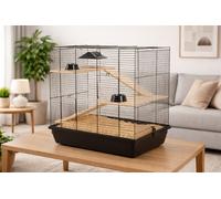 Jaula de Hámster Ratón Jaula Roedor 59 x 38 X 55CM Negro con Accesorios