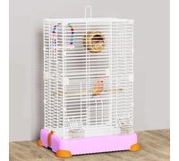 Jaula de hierro para loros pequeños, jaula para loros cuáqueros, cacatúas, pinzones y canarios, jaula blanca para pájaros con bandeja