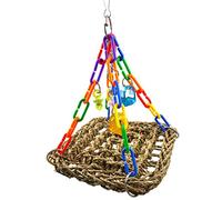 Jaula de loros para pájaros, columpio colgante para jugar para guacamayo, tapete morado y azul para pájaros de tamaño pequeño para decoración de jaula