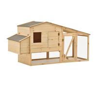 Jaula de madera maciza de pino 178 x 67 x 92 cm con malla de alambre y cajón para animales pequeños, gallinero robusto con techo y rampa, fácil de montar, resistente a la intemperie