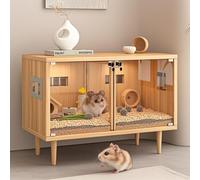 Jaula de madera para cobayas y jaula para hámster, fácil de limpiar, diseño versátil para 2-3 mascotas pequeñas, se puede utilizar como mueble de TV, accesorios no incluidos