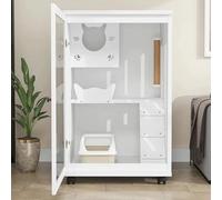 Jaula de Madera para Gatos, recinto para Gatos, Parque para Gatos, con Rueda Universal y Puerta de acrílico Transparente, Poste de Agarre de sisal, casa para Gatos para Interior y Exterior (