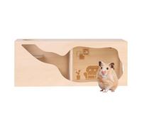 Jaula de madera para hámster, juego de recinto que se puede abrir, diseño ventilado con de bloqueo seguro, kit de hábitat de madera natural, hogar de mascotas con diseño mínimo, jaula