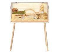 Jaula de Madera para pequeños roedores - con Ventana acrílica, Tapa abatible y Patas - Resistente a mordeduras, fácil de Montar, diseño Elevado - Tamaño pequeño 81.28×40.64×101.60 cm