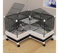 Jaula de malla de 2 capas con bandejas y protector de orina, espaciosa conejera interior para conejos, cobayas y ardillas