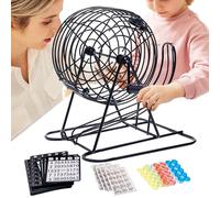 Jaula de máquina de juego de bingo, construcción de metal, mango ergonómico, 75 bolas numeradas, spinner de bingo estilo lotería para celebraciones, reuniones y casual, juego completo de