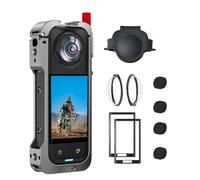 Jaula de marco de aluminio para Insta360 X5 - Paquete de protección premium con protector de lente, tapa de silicona y 2 protectores de pantalla de vidrio templado