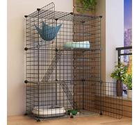 Jaula de metal desmontable para gatos con caja de arena, recinto portátil plegable para mascotas para gatos de interior y animales pequeños, fácil montaje