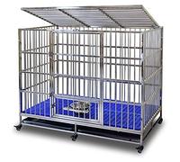 Jaula de Metal para Perros Jaula para Perros de Alta Resistencia Jaula para Perros Pesada, Jaula de Metal Resistente para Mascotas para Perros Grandes, Cuatro Ruedas extraíbles y Bandejas ex