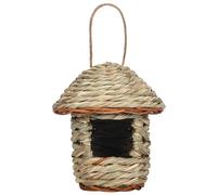 Jaula de nido de pájaros, nido de paja tejida para refugio, nido de colibrí al aire libre, nido para pájaros de tamaño pequeño