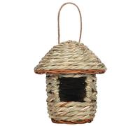 Jaula de nido para colibríes y periquitos, jaula de nido tejida, escondite de paja, juguete al aire libre para colibrí