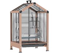 Jaula de pajarera para cacatúas y palomas, aleación de aluminio portátil con bandeja ABS, espaciosa jaula de transporte para pájaros, acabado oro rosa