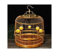Jaula de pájaro de Estilo de pájaro Redondo de bambú sólido con luz de pájaro de Rodillo y jaulas de Aves duraderas para Las jaulas de Aves para la Familia (Set B)