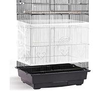 Jaula de pájaros ajustable, atrapador de semillas, cubierta de jaula de pájaros, malla de nailon para loro, guacamayo, periquito, jaula cuadrada redonda (118 x 16 pulgadas, blanco)