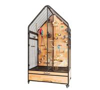 Jaula de pájaros Jaula for pájaros con Compartimentos for ventilación de Tres Lados, Bandeja extraíble, cajón Almacenamiento y Puerta Vidrio Productos para Mascotas(Pequeño)