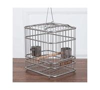 Jaula de pájaros sólida de hierro forjado con asa para colgar, portador portátil para pájaros, jaula de pájaros plateada, jaula para pájaros para el hogar (pequeña)