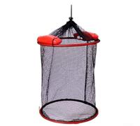 Jaula de peces con capacidad flotante con boya unida permanentemente, cuerpo de nailon de grado industrial, lo suficientemente ligera para llevar la mochila a una distancia (25 x 30 cm)