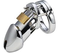 Jaula de Pene de Metal Arnés de Castidad para Hombres Grande con Cerradura Longitud de Jaula 9cm Anilla ⌀5cm Juguete Sexual BDSM para Esclavos Jaula de Castidad Masculina Principiantes N31