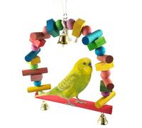 Jaula de periquito de madera - Escalera colgante de perca con campana | Juguete decorativo para masticar pájaros y varilla de pie para tortolitos, pinzones, conures y cockatiels