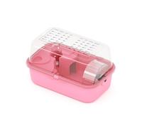 Jaula de plástico Transparente de Doble Capa for hámster Enano, con Botella de Agua y Rueda for Correr, Vista Completa, for jerbos y Ratones.(Rose,Small)