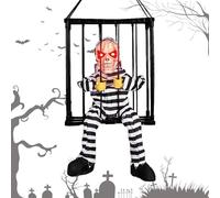 Jaula de prisionero de Halloween, jaula aterradora, decoración de casa encantada, espeluznante, activada por movimiento, decoración de terror de Halloween para niños y adultos