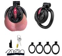 Jaula de Resina para Pene con Cinturón de Castidad - Set para Hombres con 4 Anillos de Pene, Keuschheitsgürtel Erótico