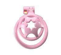 Jaula de resina rosa con múltiples facetas, diseñada para el travestismo masculino, incluye 5 anillos fijos-ESMA501 (WX-2P)