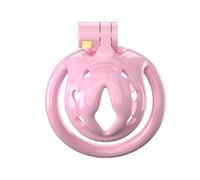 Jaula de resina rosa con múltiples facetas, diseñada para el travestismo masculino, incluye 5 anillos fijos-ESMA501 (WX-1P)