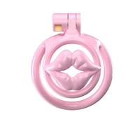 Jaula de resina rosa con múltiples facetas, diseñada para el travestismo masculino, incluye 5 anillos fijos-ESMA501 (WX-3P)
