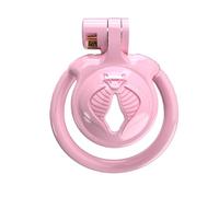 Jaula de resina rosa con múltiples facetas, diseñada para el travestismo masculino, incluye 5 anillos fijos-ESMA501 (CX-5P)