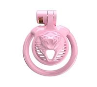 Jaula de resina rosa con múltiples facetas, diseñada para el travestismo masculino, incluye 5 anillos fijos-ESMA501 (CX-4P)