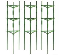 Jaula de soporte para plantas para tomates y flores, sistema vertical de estacas de jardín con tubo de acero recubierto de PP PE, kit de soporte verde 11 x 19 x 120 cm (kit de 3)